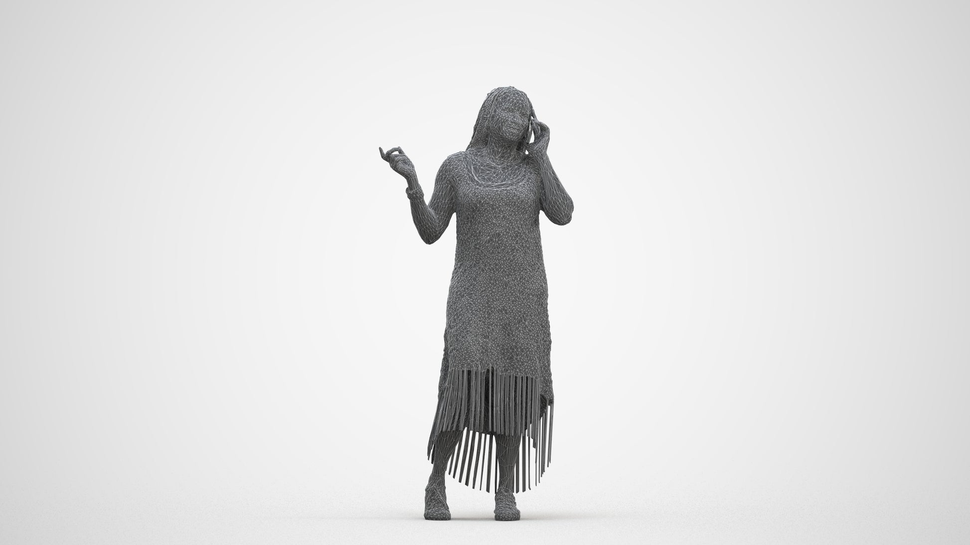 photogrammetry 3D woman casual standing, realistic human model archviz FBX, three-quarter front view render