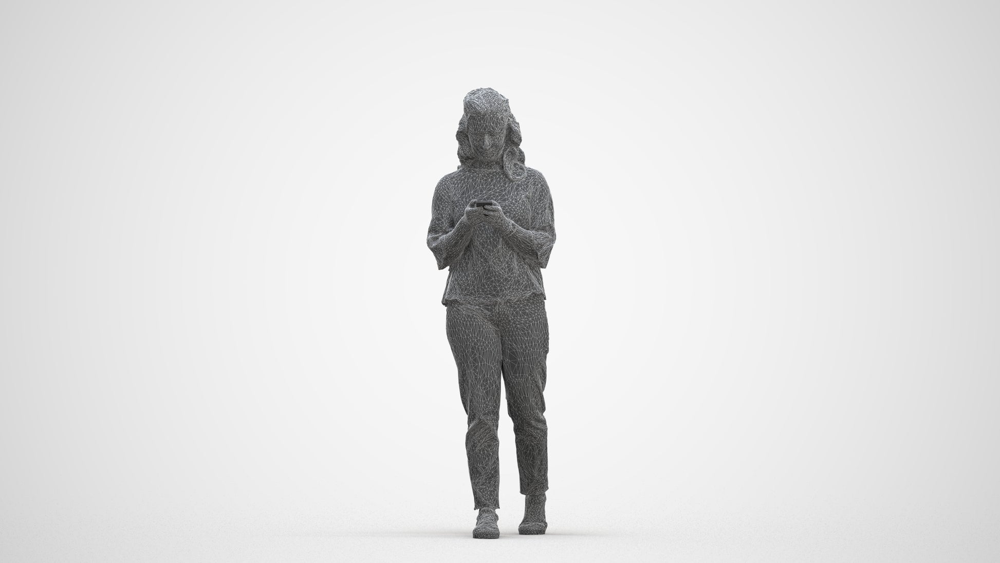3D people model woman casual walking, scanned human for 3ds Max rendering, three-quarter front view render