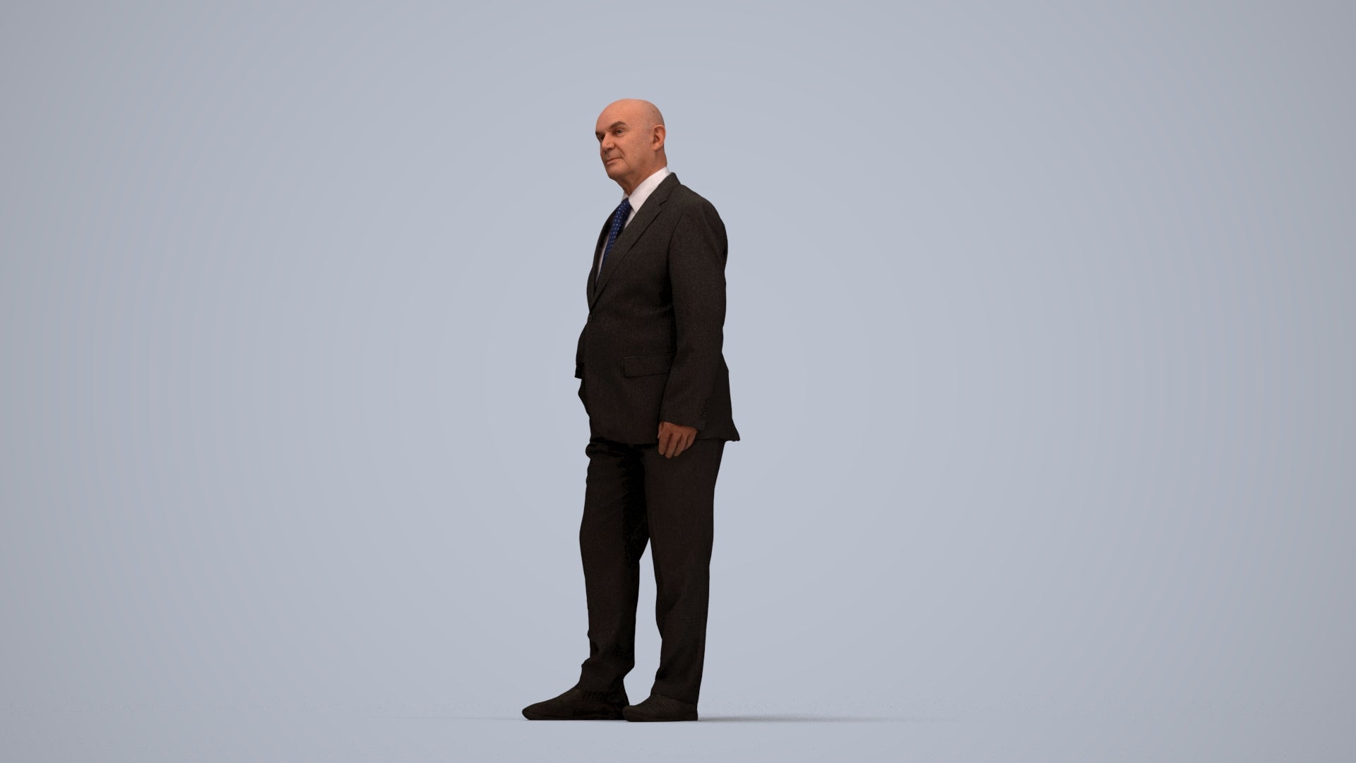 photogrammetry 3D senior man business, realistic human model archviz FBX, top-down view render