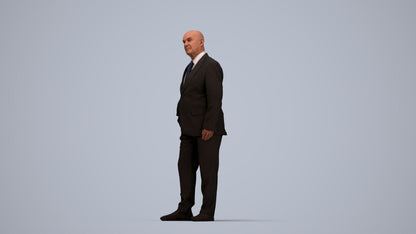 photogrammetry 3D senior man business, realistic human model archviz FBX, top-down view render