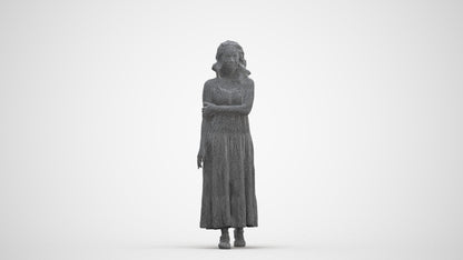 photogrammetry 3D woman casual walking, realistic human model archviz FBX, three-quarter front view render