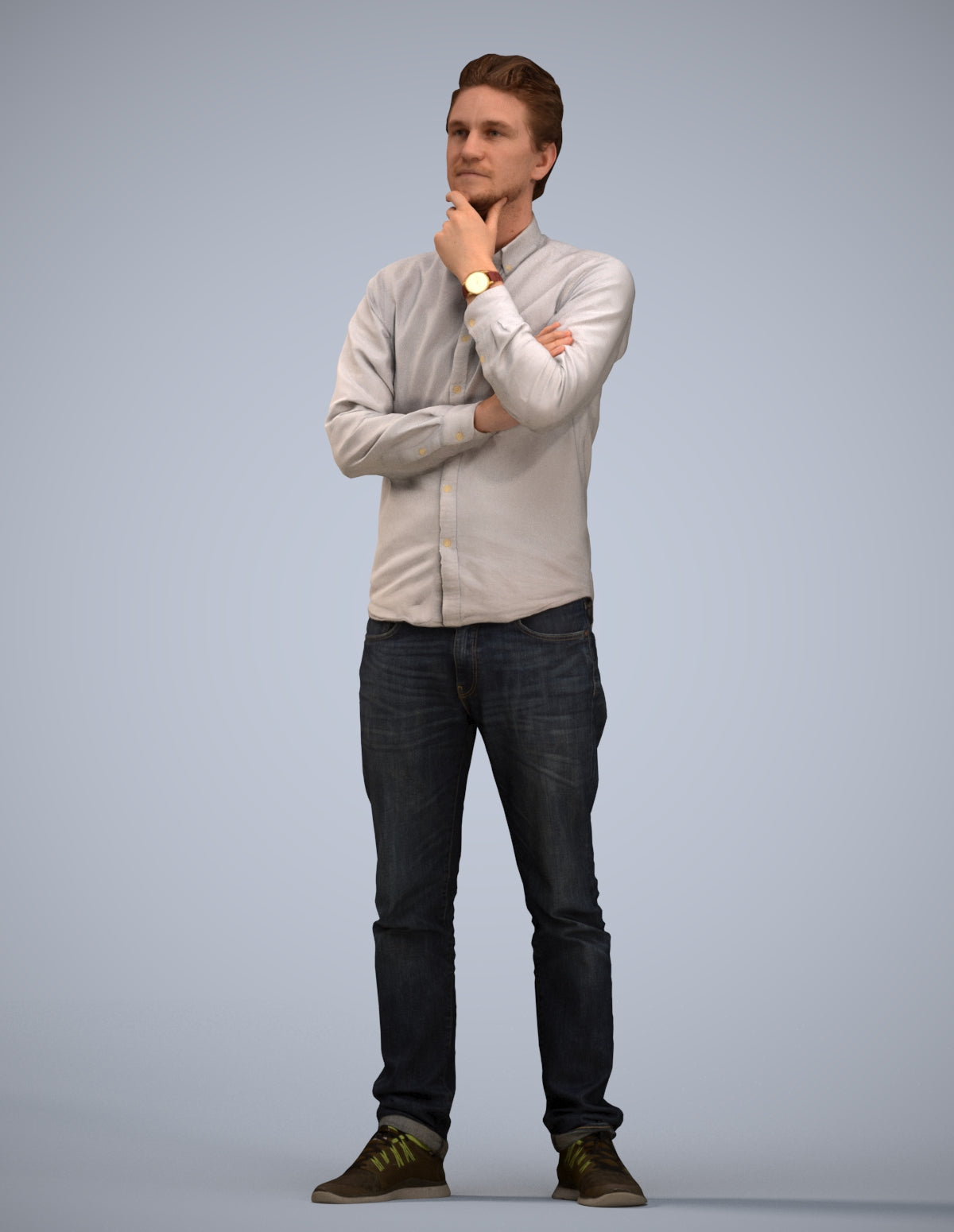 3D scanned man standing casual, photorealistic archviz people for Enscape and SketchUp