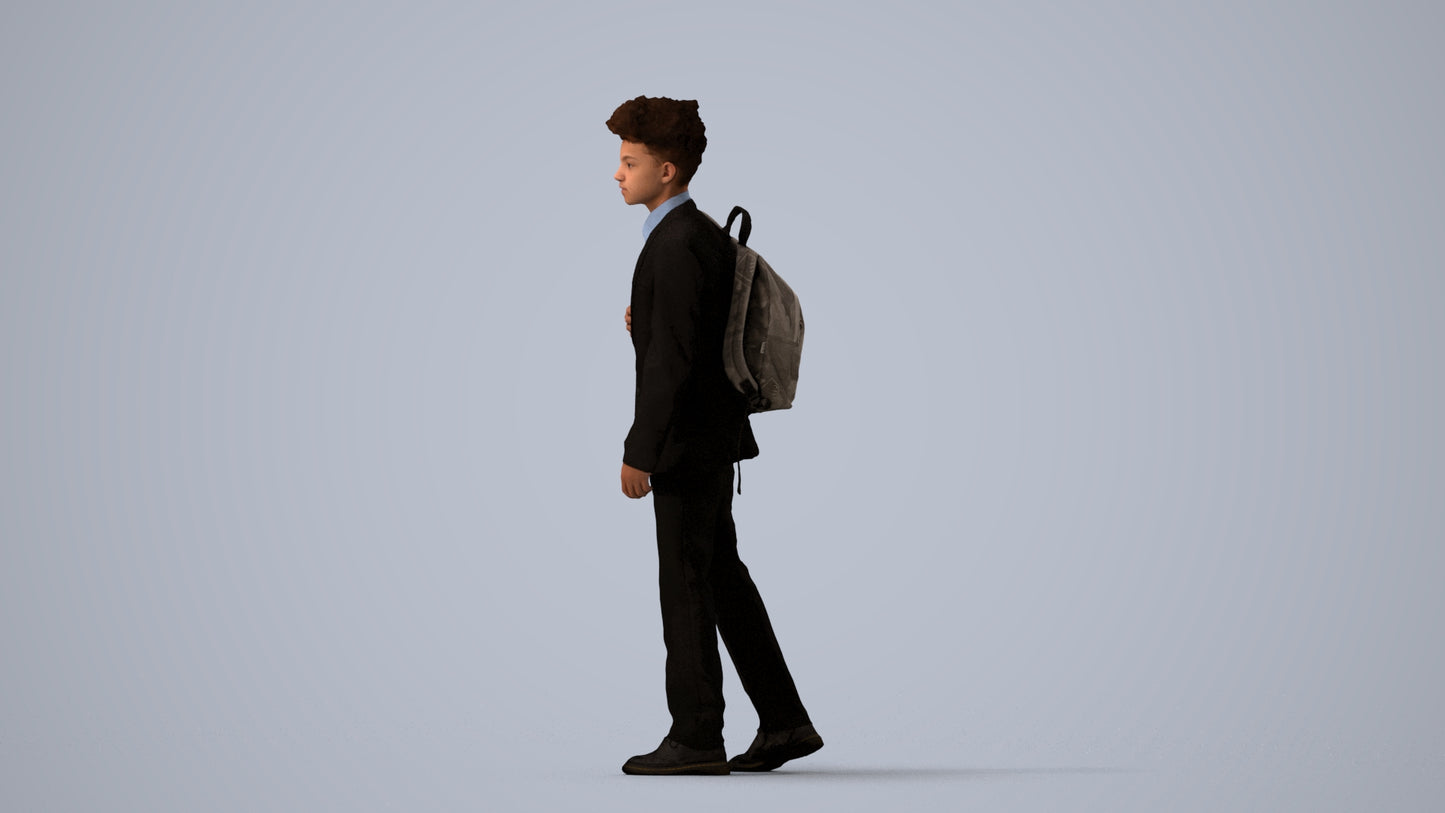 realistic 3D people man kids, render-ready for V-Ray and Corona, FBX OBJ, three-quarter view render