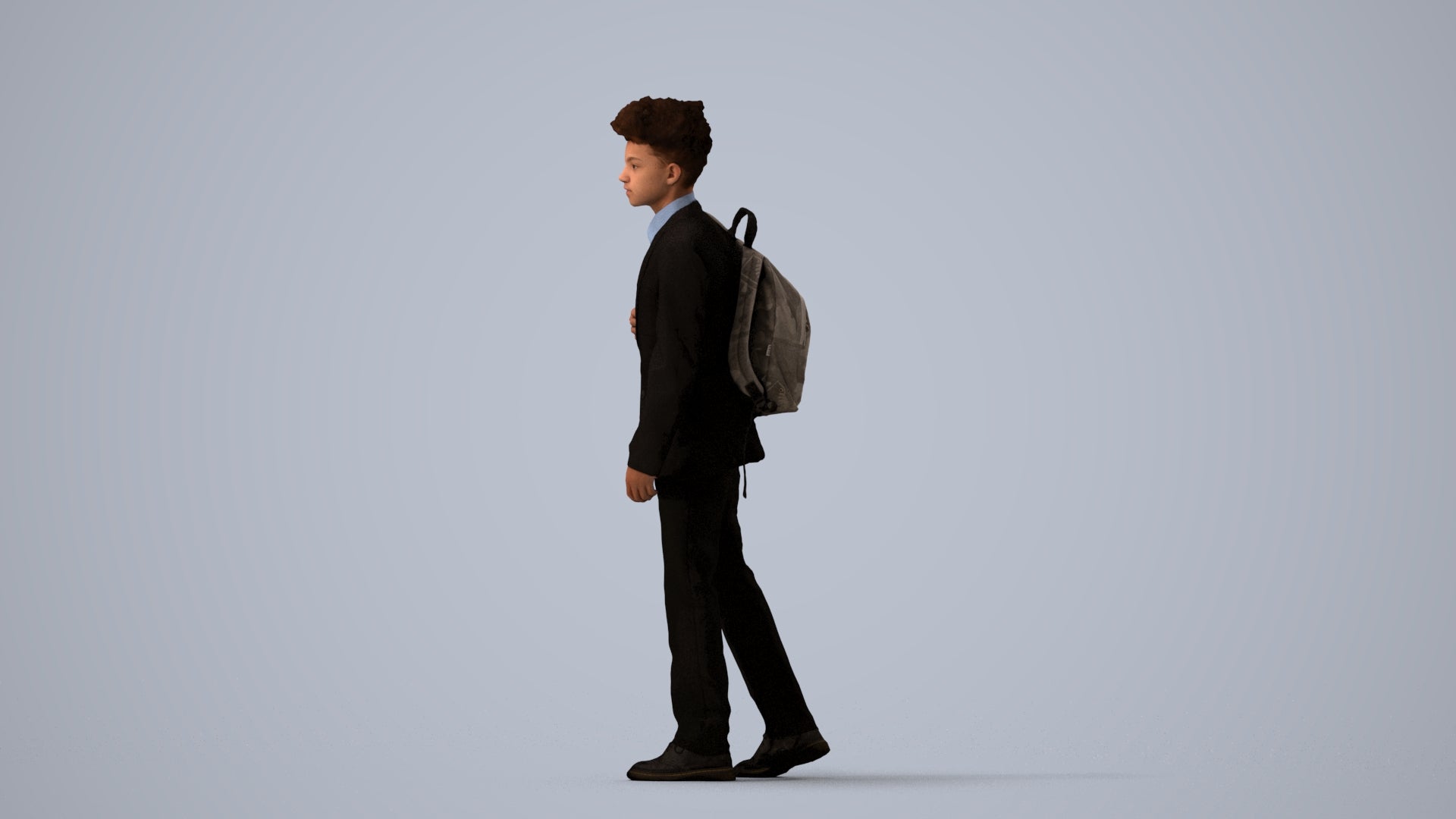 realistic 3D people man kids, render-ready for V-Ray and Corona, FBX OBJ, three-quarter view render