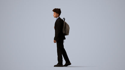 realistic 3D people man kids, render-ready for V-Ray and Corona, FBX OBJ, three-quarter view render