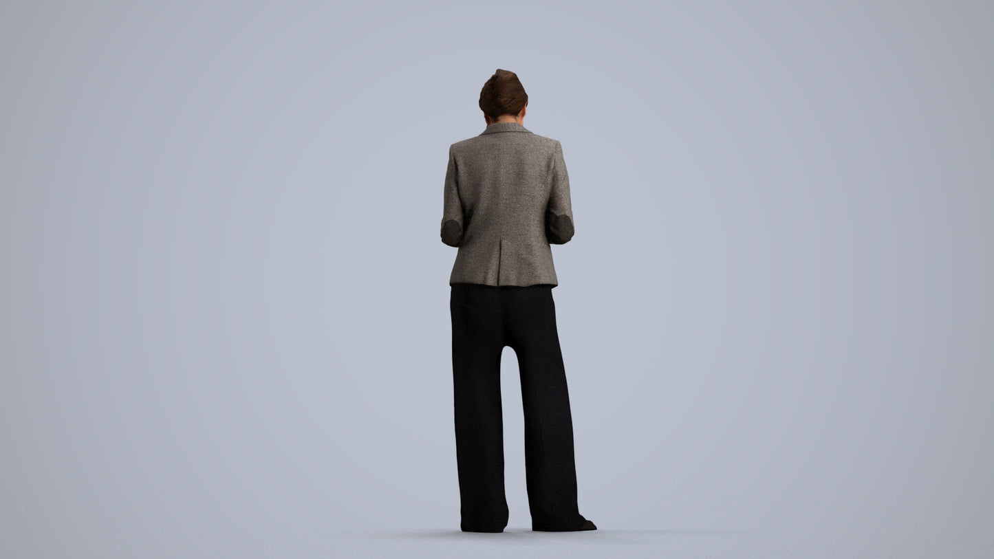 realistic 3D woman business, scanned archviz people for Blender and 3ds Max, front view render