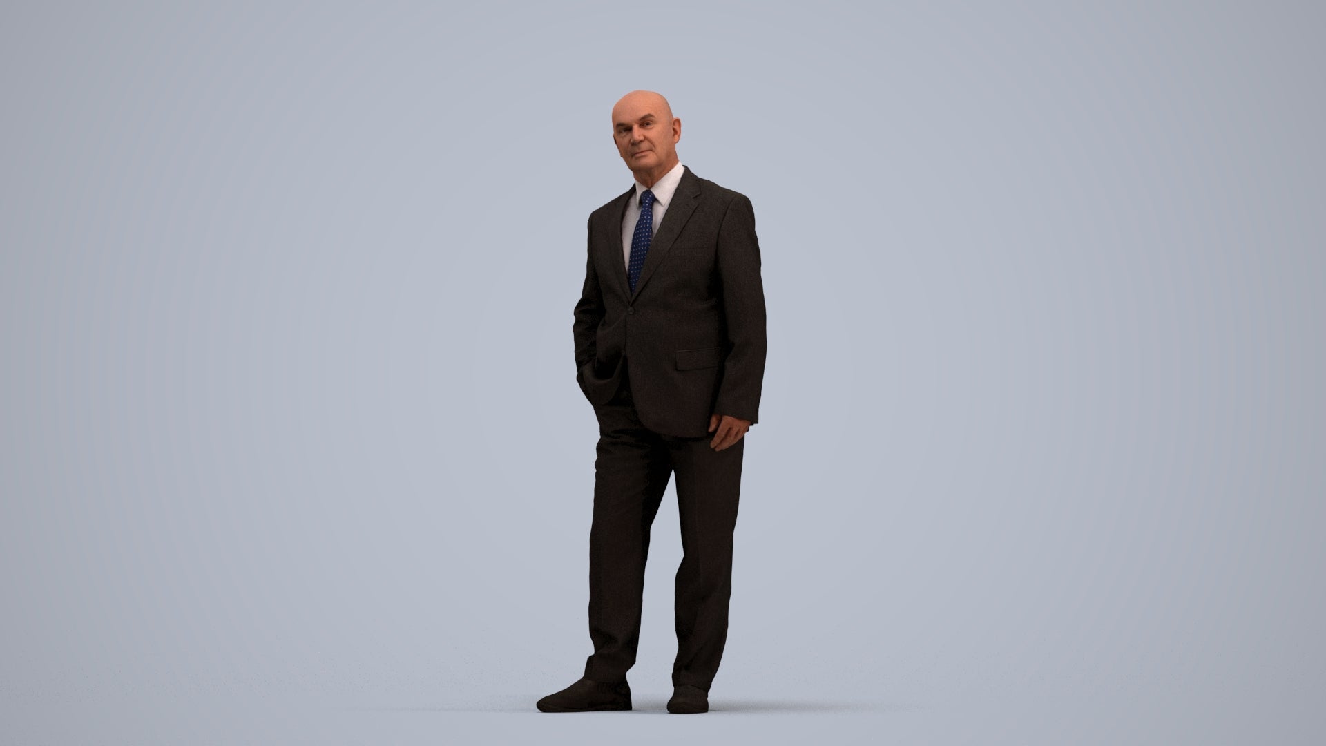 photogrammetry 3D senior man business, realistic human model archviz FBX, standing pose render