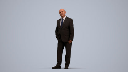 photogrammetry 3D senior man business, realistic human model archviz FBX, standing pose render