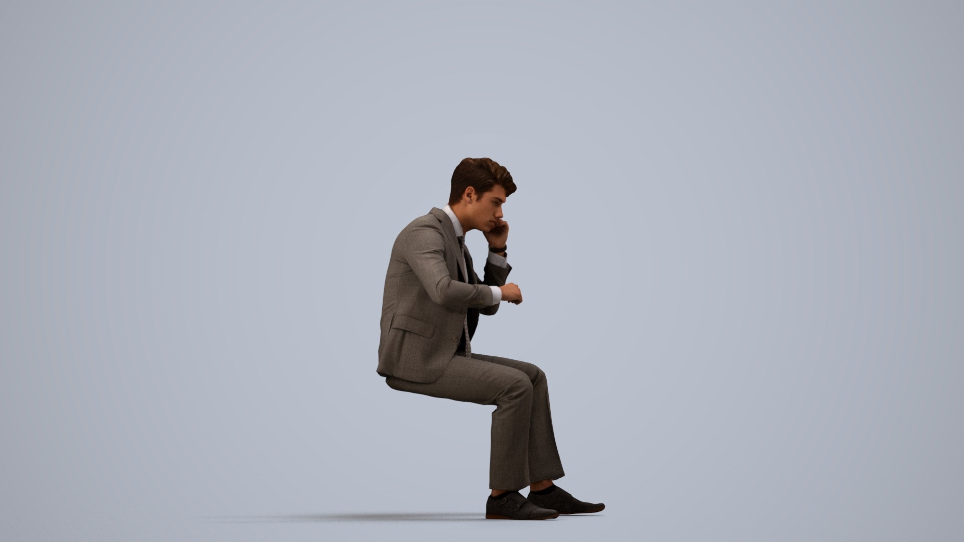 scanned 3D man business, photogrammetry people for Enscape and V-Ray, side view render