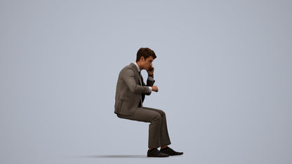 scanned 3D man business, photogrammetry people for Enscape and V-Ray, side view render