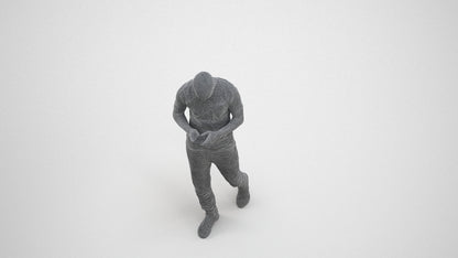 3D scanned man walking casual, photorealistic archviz people for Enscape and SketchUp, wireframe three-quarter view