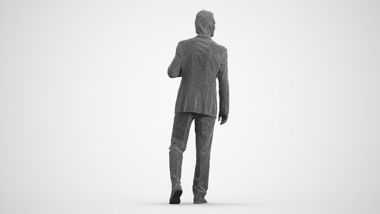 scanned 3D man business, photogrammetry people for Enscape and V-Ray, wireframe front view