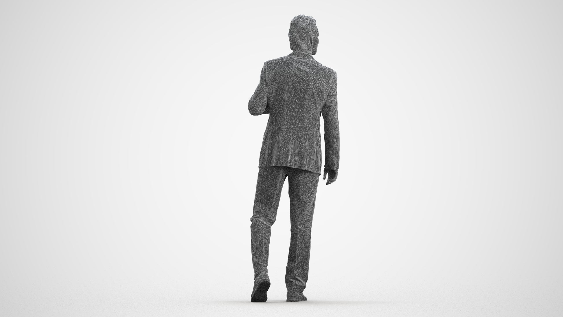 scanned 3D man business, photogrammetry people for Enscape and V-Ray, wireframe front view