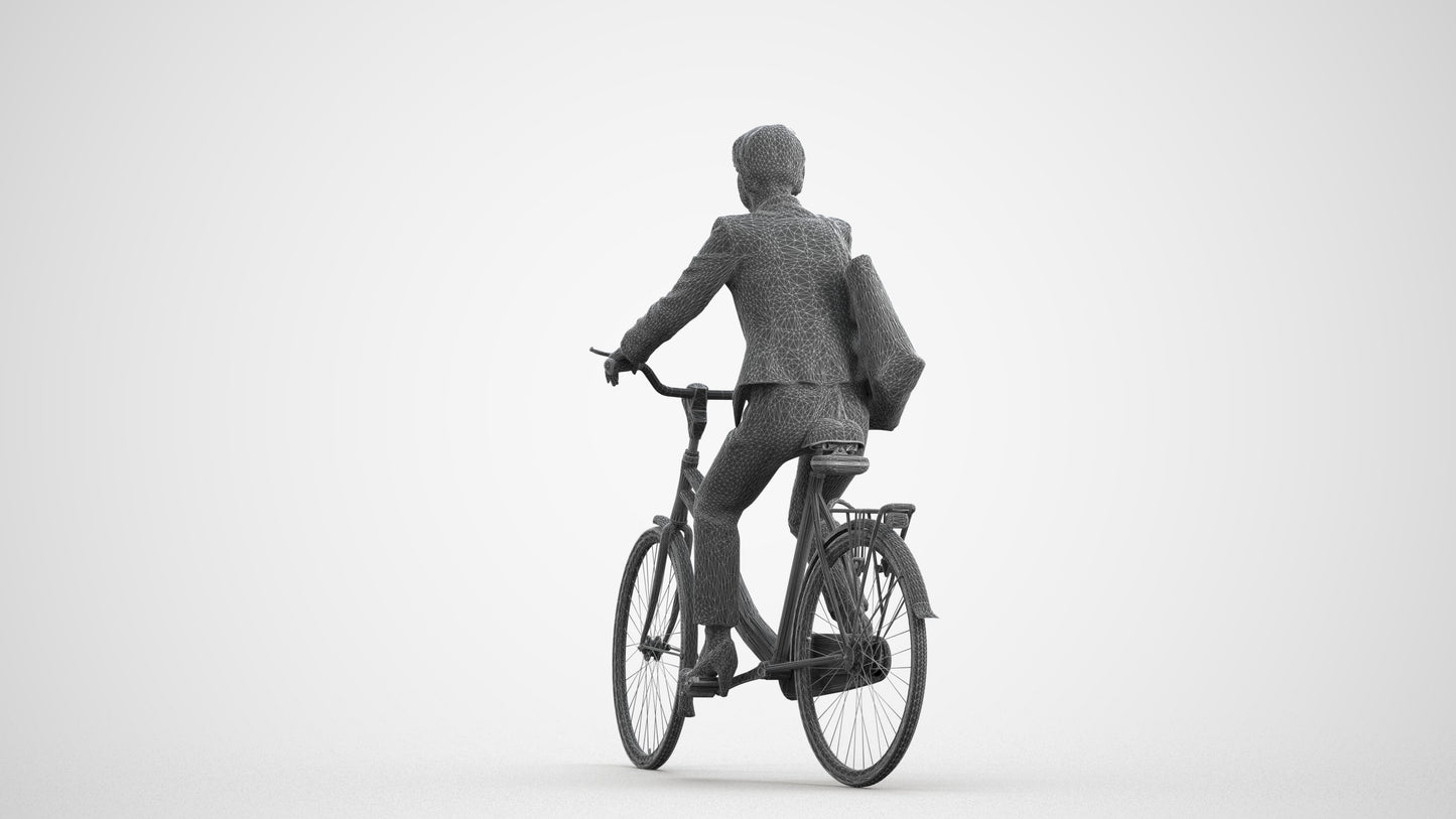 realistic 3D people senior woman business cycling, render-ready for V-Ray and Corona, FBX OBJ, wireframe front view