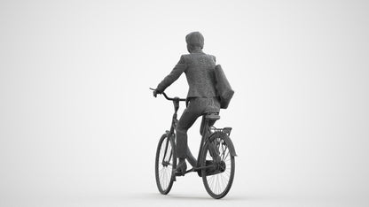 realistic 3D people senior woman business cycling, render-ready for V-Ray and Corona, FBX OBJ, wireframe front view