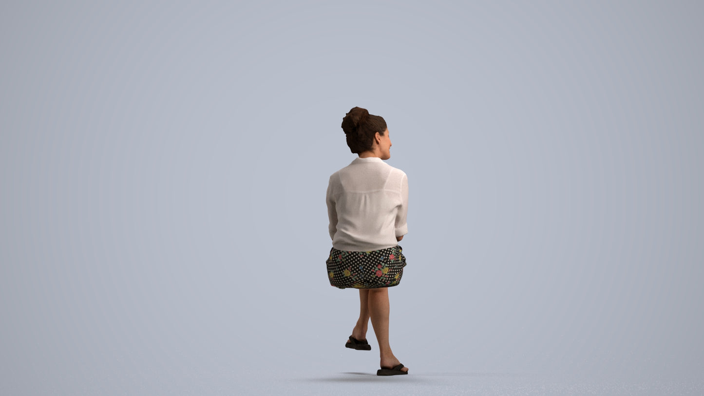 realistic 3D human woman business sitting, archviz people FBX OBJ for Blender, front view render