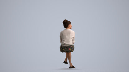 realistic 3D human woman business sitting, archviz people FBX OBJ for Blender, front view render