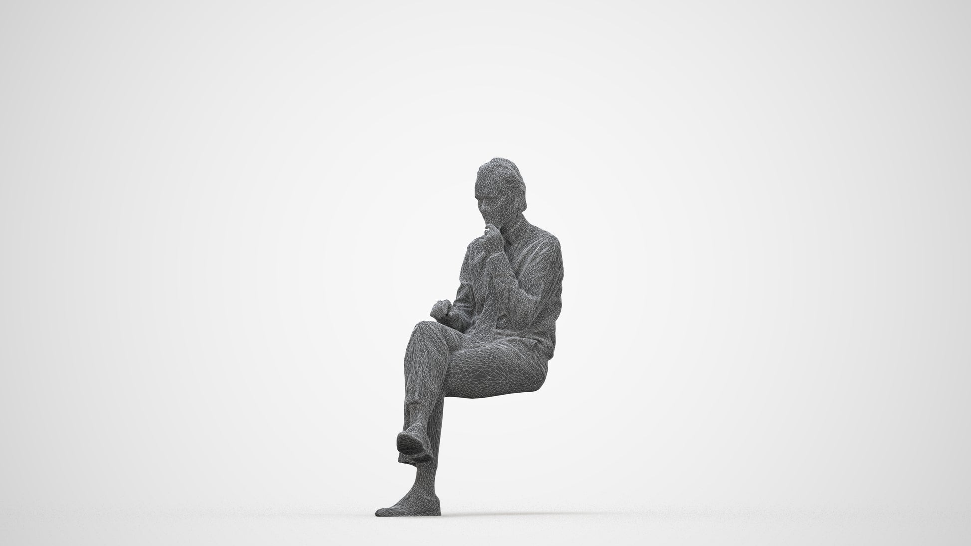 realistic 3D people man business, render-ready for V-Ray and Corona, FBX OBJ, wireframe back view
