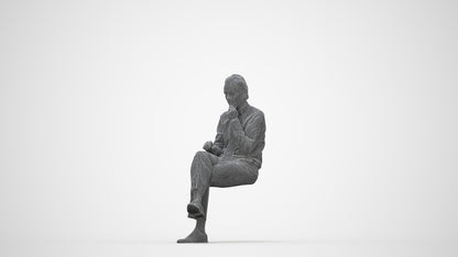 realistic 3D people man business, render-ready for V-Ray and Corona, FBX OBJ, wireframe back view