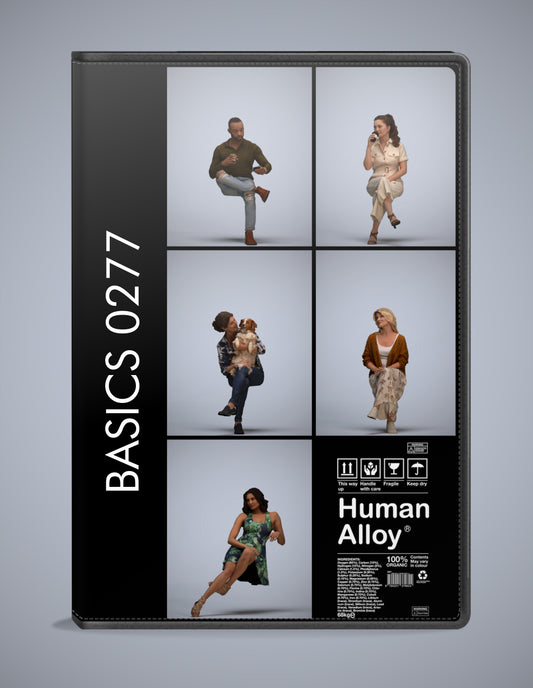 realistic 3D humans sitting pack, 5 archviz people FBX OBJ for Blender