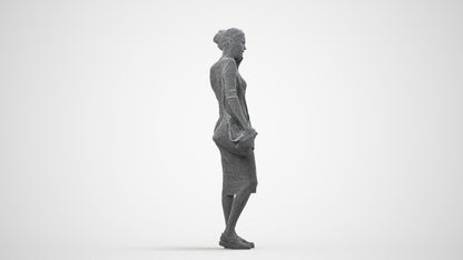 photogrammetry 3D woman casual walking, realistic human model archviz FBX, wireframe side view