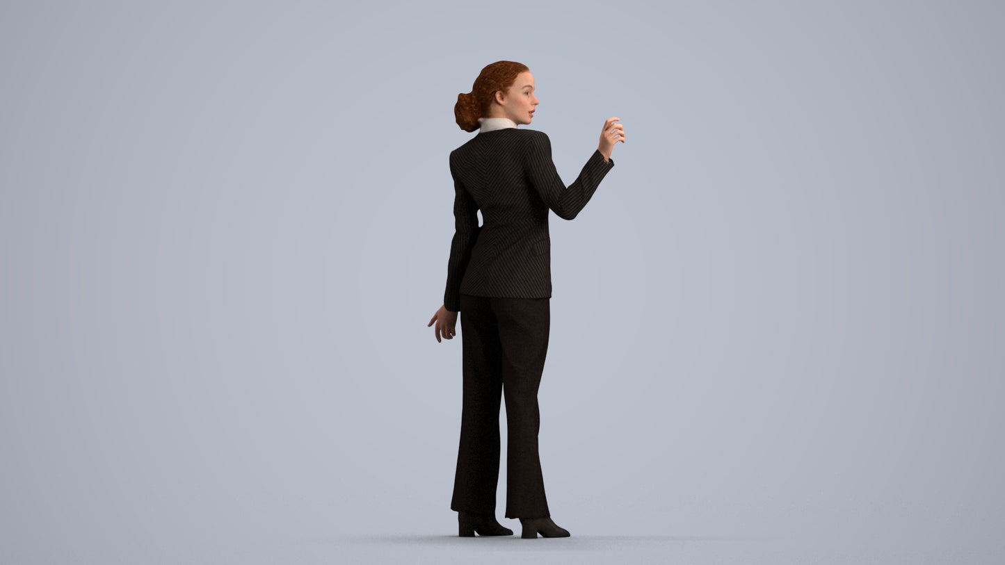 realistic 3D woman business, scanned archviz people for Blender and 3ds Max, front view render