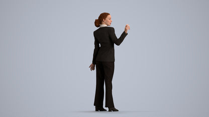 realistic 3D woman business, scanned archviz people for Blender and 3ds Max, front view render