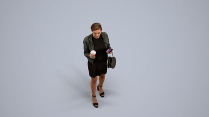 realistic 3D people woman casual standing, render-ready for V-Ray and Corona, FBX OBJ, back view render