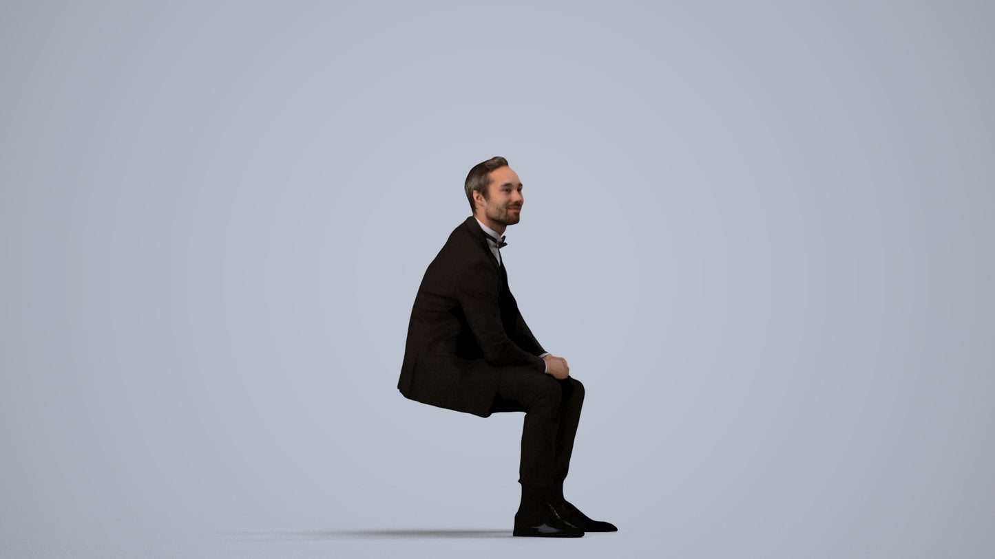 photogrammetry 3D man formal formalaffairs, realistic human model archviz FBX, side view render