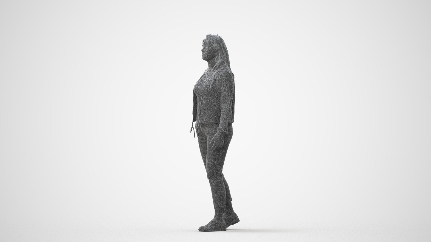3D scanned woman walking casual, photorealistic archviz people for Enscape and SketchUp, square thumbnail