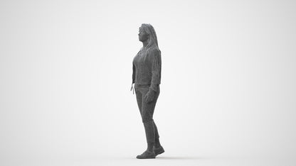 3D scanned woman walking casual, photorealistic archviz people for Enscape and SketchUp, square thumbnail