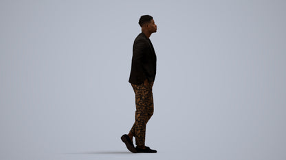 photogrammetry 3D man formal cycling, realistic human model archviz FBX, side view render