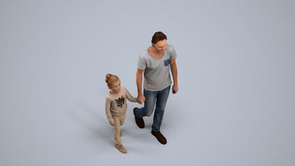 photogrammetry 3D girl casual standing, realistic human model archviz FBX, back view render