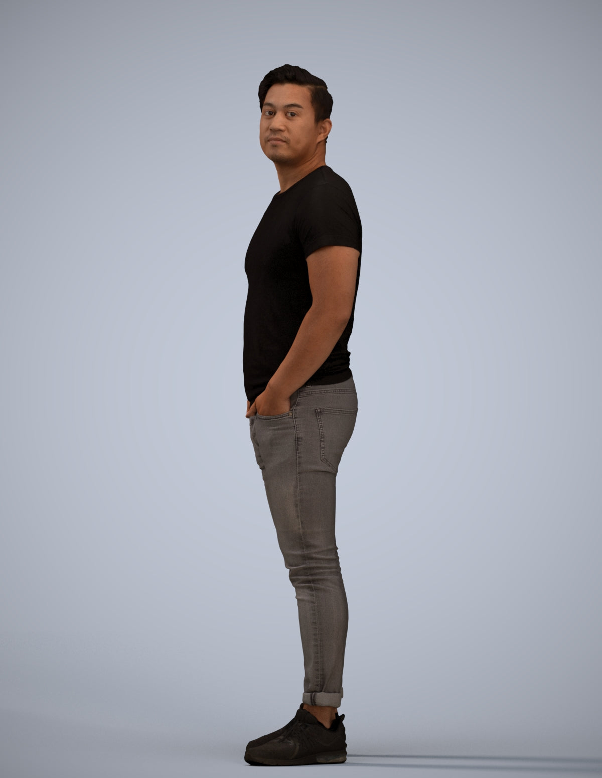 3D people model man casual standing, scanned human for 3ds Max rendering