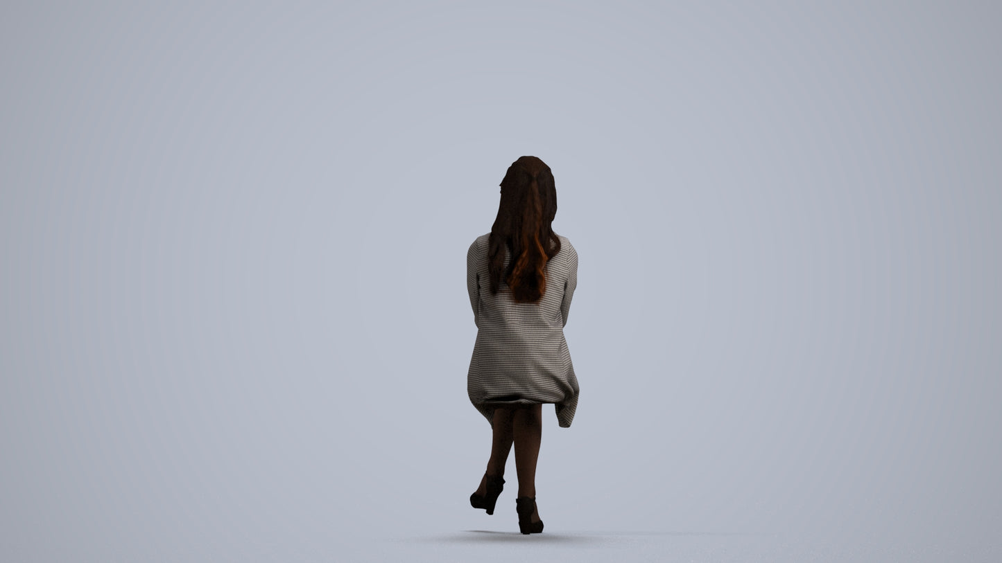 photogrammetry 3D woman business sitting, realistic human model archviz FBX, front view render