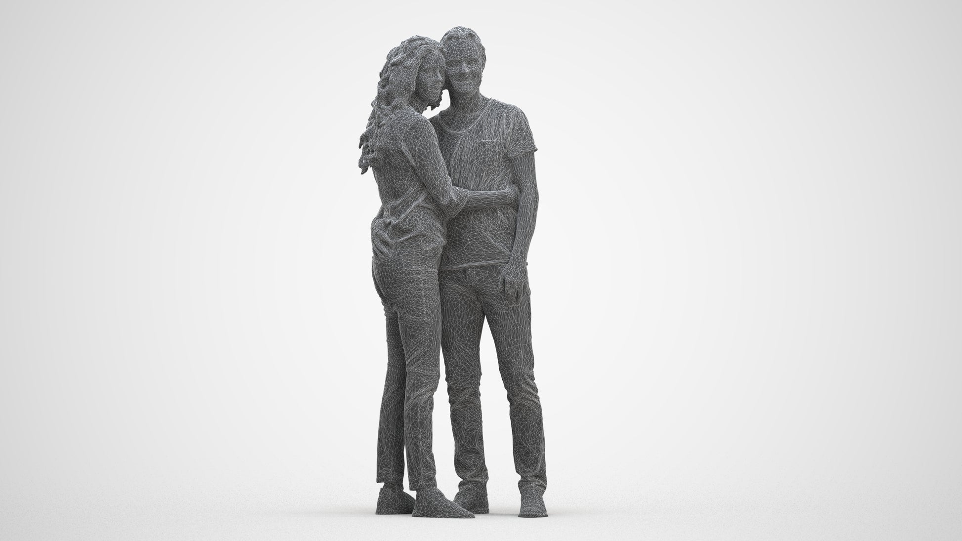 realistic 3D human woman casual couple, archviz people FBX OBJ for Blender, three-quarter front view render