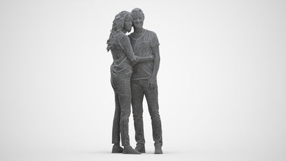 realistic 3D human woman casual couple, archviz people FBX OBJ for Blender, three-quarter front view render
