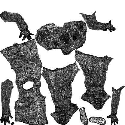 3D people model girl casual kids, scanned human for 3ds Max rendering, wireframe top-down view