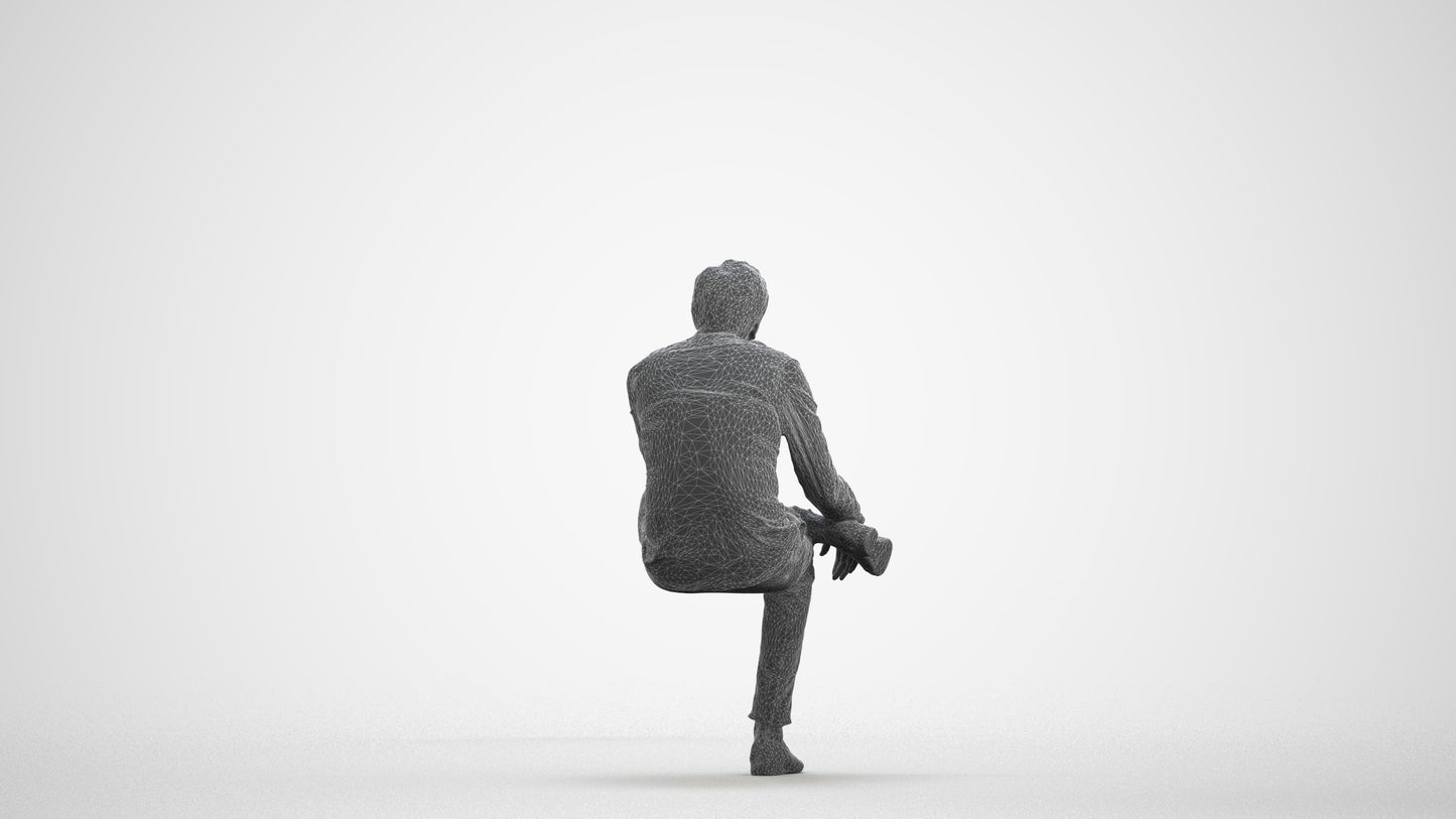 3D scanned man business, photorealistic archviz people for Enscape and SketchUp, wireframe front view