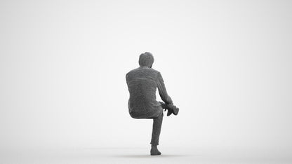 3D scanned man business, photorealistic archviz people for Enscape and SketchUp, wireframe front view
