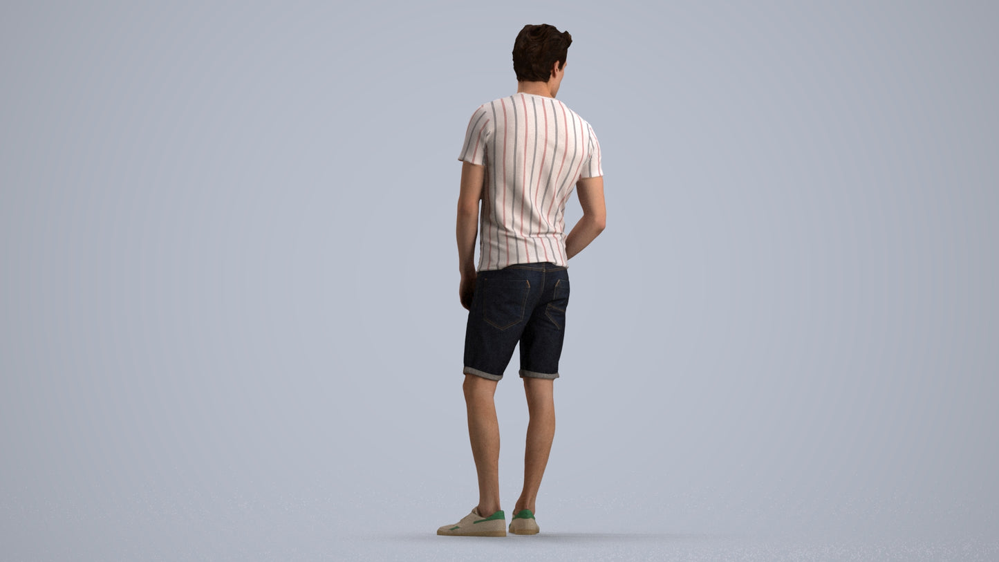 3D scanned man standing casual, photorealistic archviz people for Enscape and SketchUp, front view render