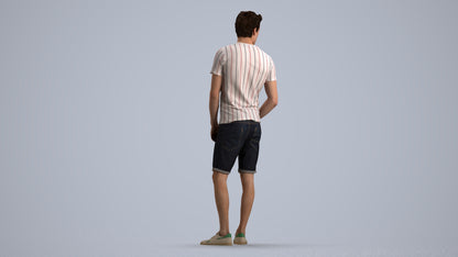 3D scanned man standing casual, photorealistic archviz people for Enscape and SketchUp, front view render