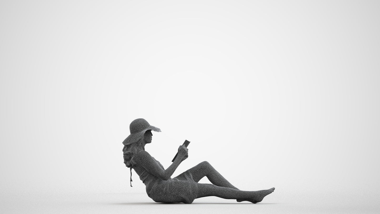 3D scanned woman pool, photorealistic archviz people for Enscape and SketchUp, wireframe front view