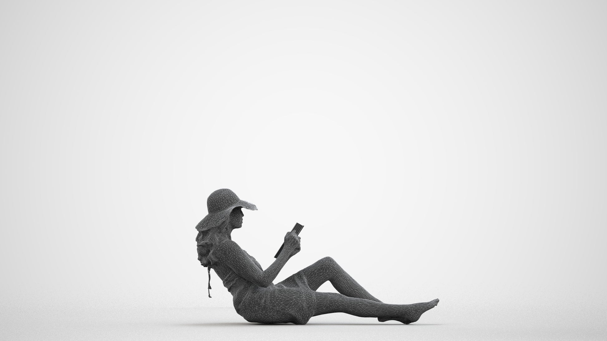 3D scanned woman pool, photorealistic archviz people for Enscape and SketchUp, wireframe front view