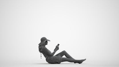 3D scanned woman pool, photorealistic archviz people for Enscape and SketchUp, wireframe front view