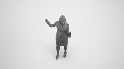 photogrammetry 3D woman business, realistic human model archviz FBX, wireframe three-quarter view