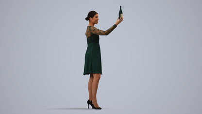 photogrammetry 3D woman casual hospitality, realistic human model archviz FBX, side view render