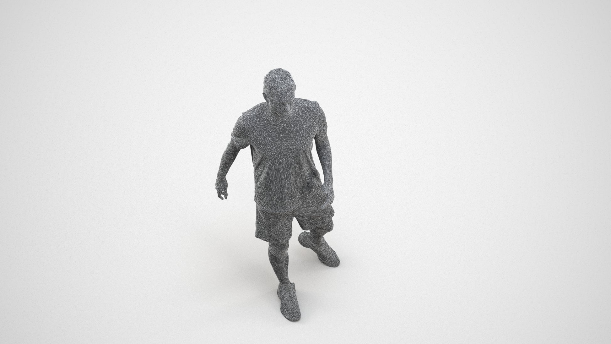 photogrammetry 3D man sport, realistic human model archviz FBX, wireframe three-quarter view