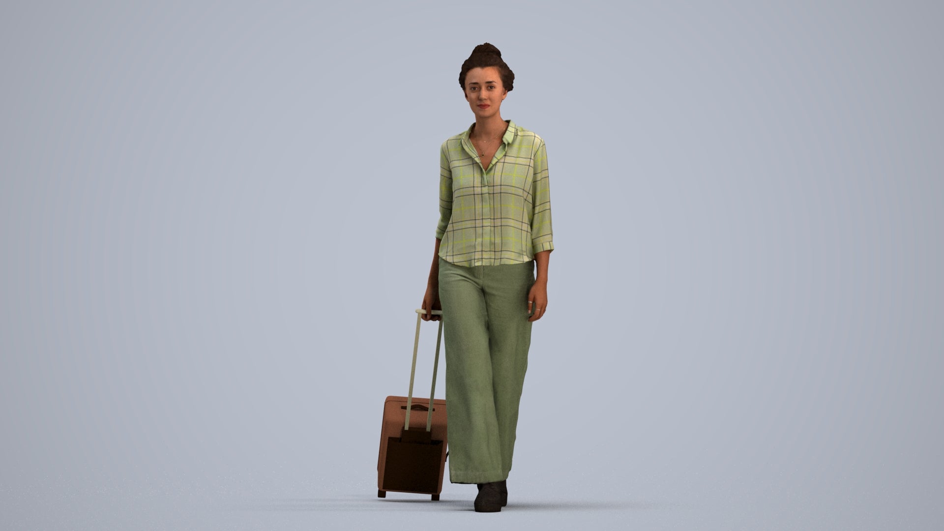 photogrammetry 3D woman casual walking, realistic human model archviz FBX, standing pose render