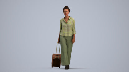 photogrammetry 3D woman casual walking, realistic human model archviz FBX, standing pose render